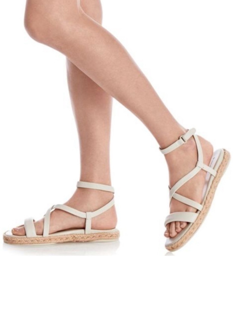NWT Vince Smith White Leather Espadrille Sandals Size 10